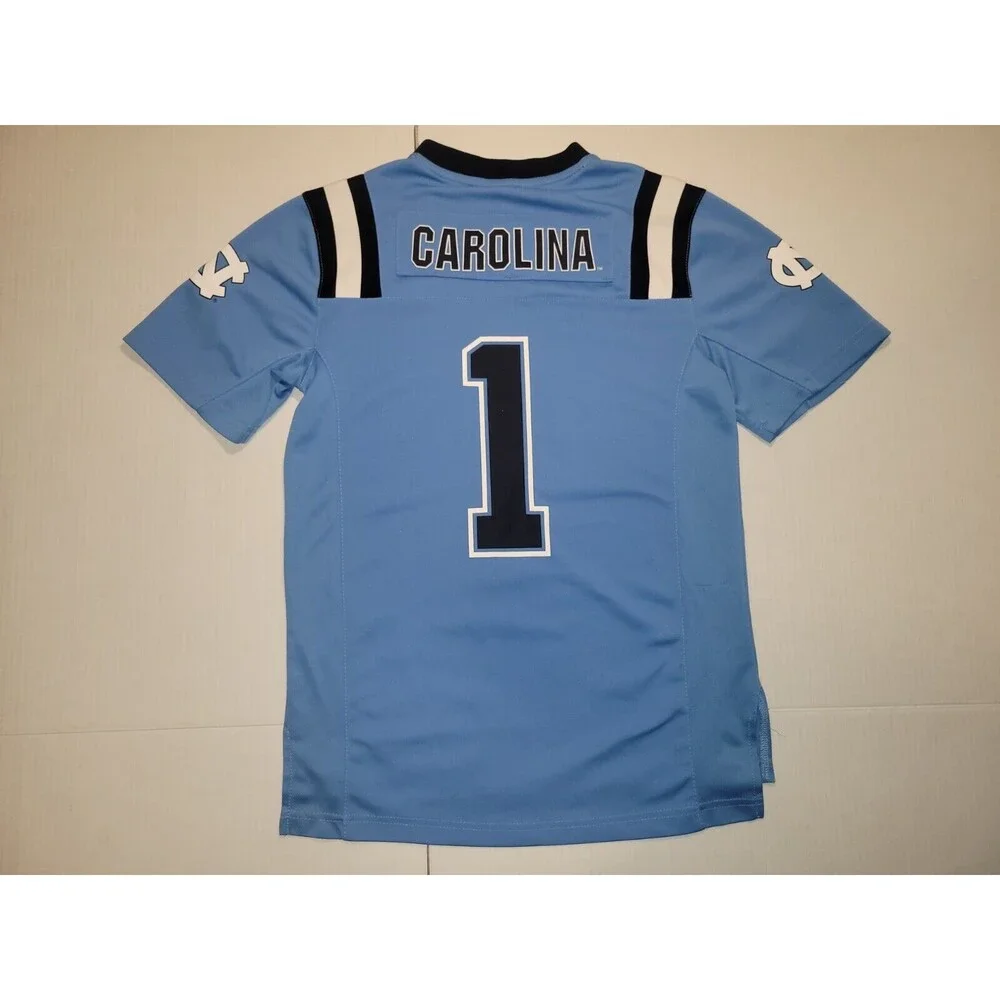Youth North Carolina Tar Heels NCAA Footbal Jersey Colosseum Baby Blue #1 Size S